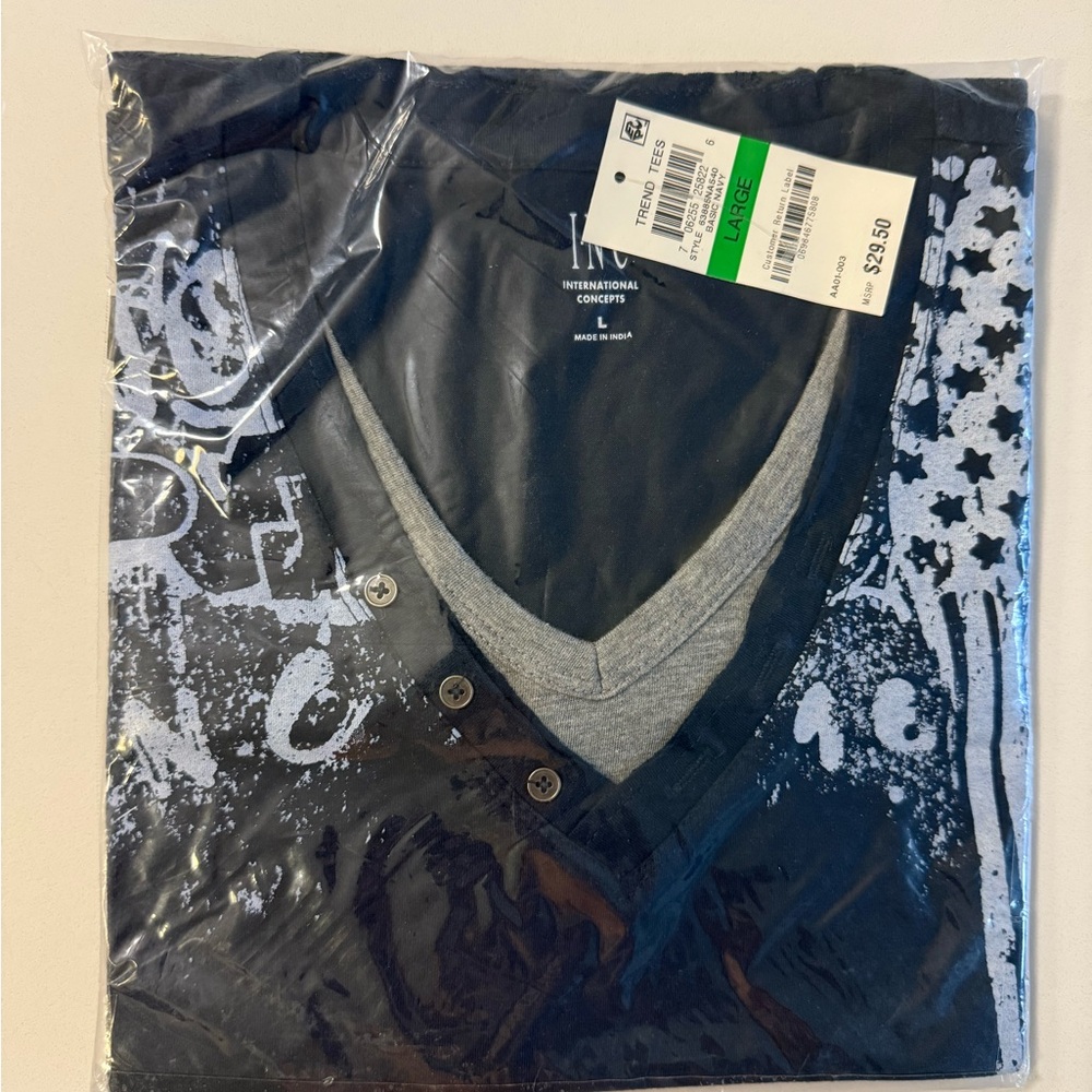 INC International Concepts Men's Black and White Button Down Shirt